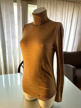 The Gap 100% Merino Wool Turtleneck Lightweight Tan Sweater Pullover Size S Tall